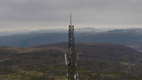 telephone, 5g and communications tower on mountain top