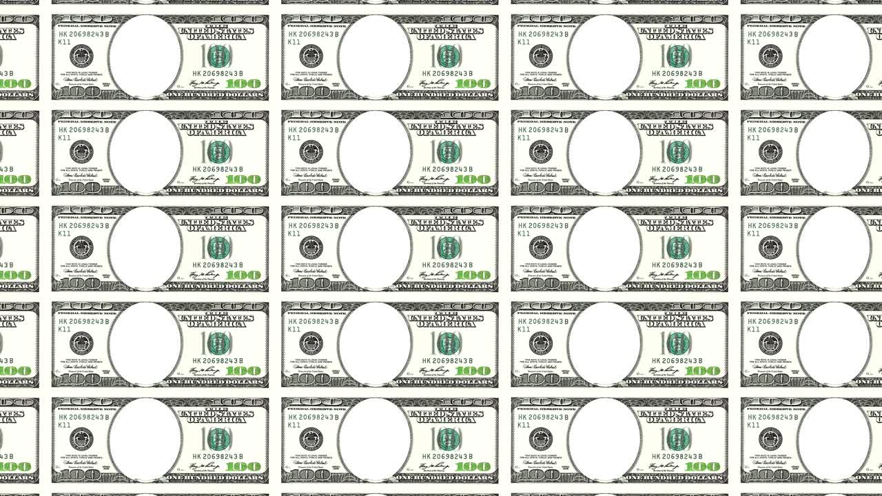 얼굴이 없는 100달러 지폐 한 장.