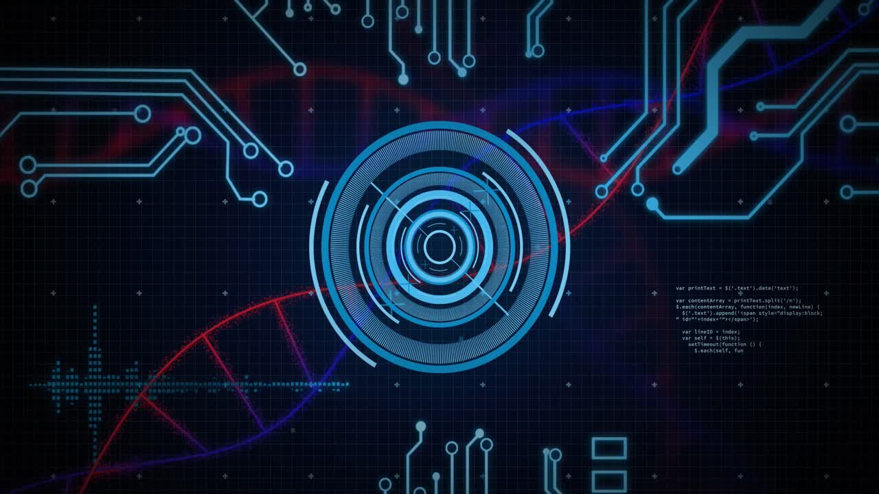 어두운 배경에서 의료 데이터 처리의 애니메이션