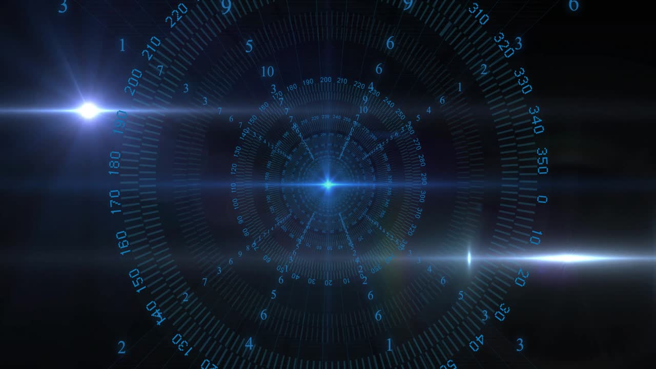 Animation of numbers in circles over light spots