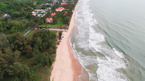 aerial view of the beautiful coastline with sandy beaches.