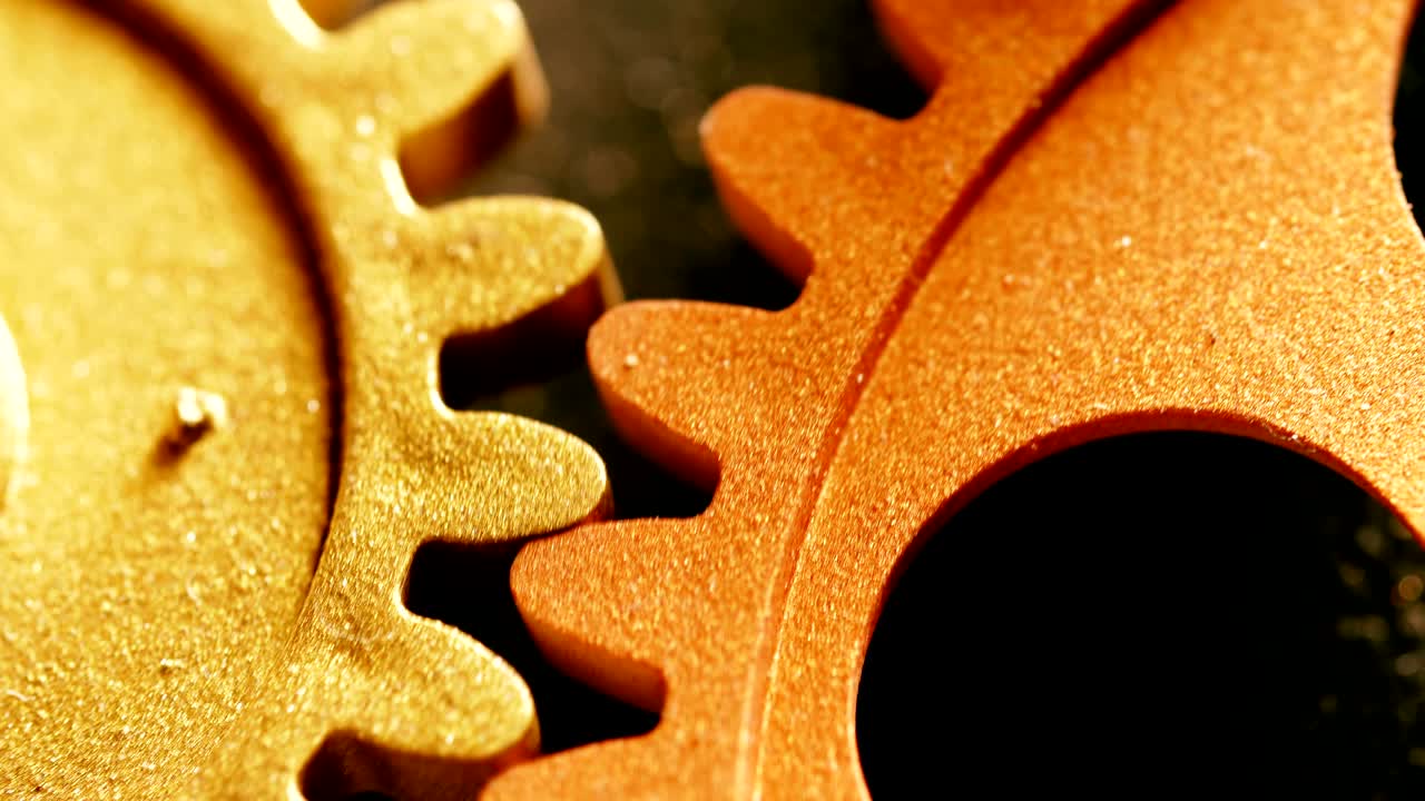 ruedas del mecanismo que giran juntas- macro