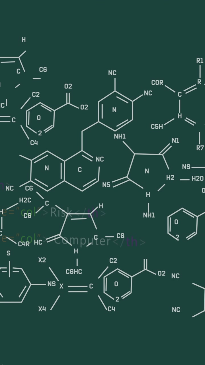 Animation of scientific data processing over black background