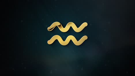 intro 3d en oro del signo astrológico acuario