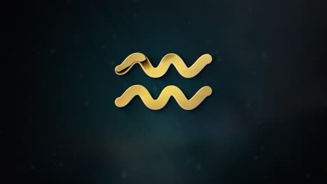 3d intro in gold of the astrological sign aquarius