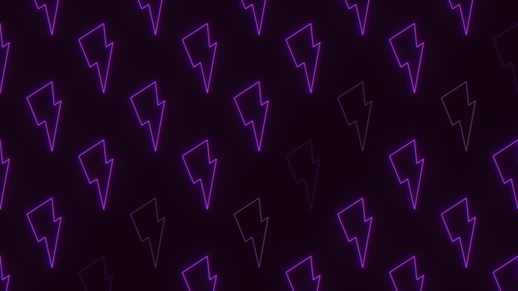 Vivaci fulmini viola a zigzag su sfondo nero