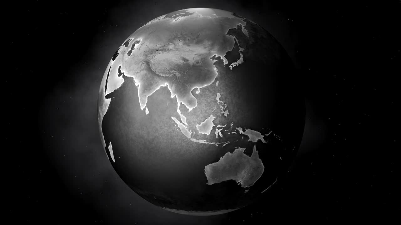 영화적 레트로 실버리 행성 지구가 원활한 루프로 회전하고 있습니다.