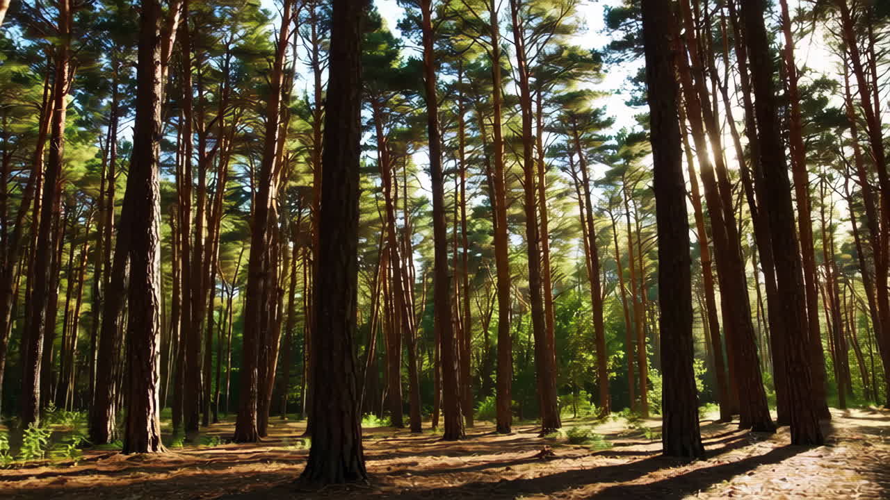 luz del sol del bosque de pinos