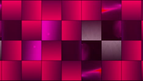 rows of colorful squares with moving objects inside each of them. motion. circles appear in squares and moving away.