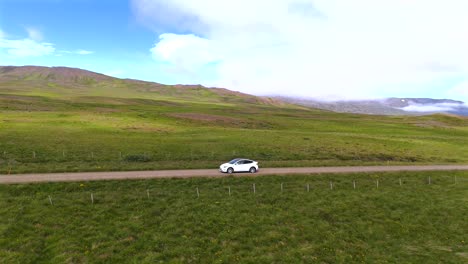 enjoy a bird’s-eye view of a tesla cruising through iceland’s majestic landscapes, highlighting the perfect fusion of innovation and nature.