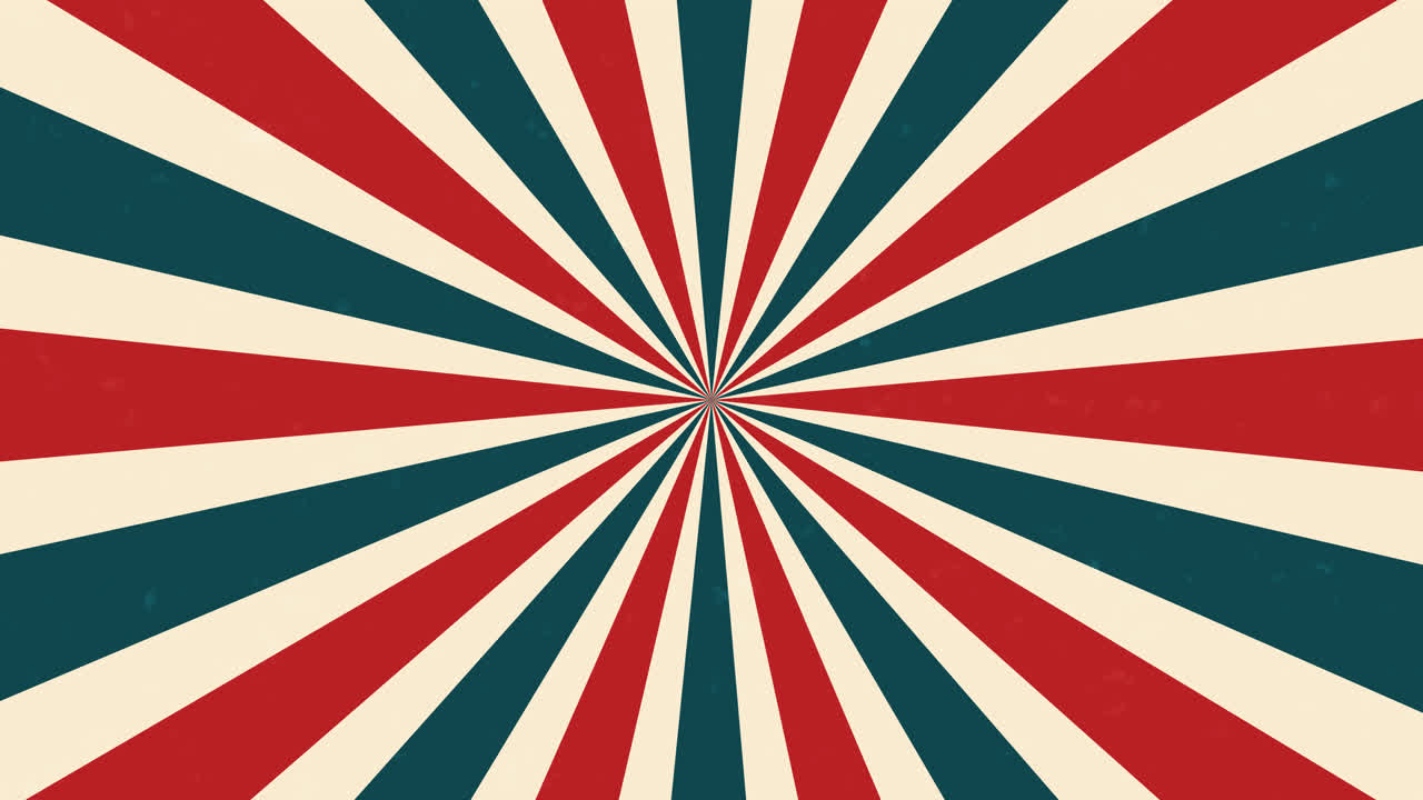 Animated Vintage Sunburst Background with Red and Teal Rays