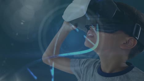 Digitales-Zusammengesetztes-Video-Eines-Jungen,-Der-Ein-Virtual-Reality-Headset-4K-Verwendet