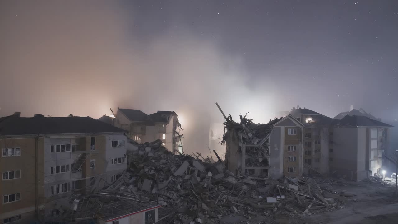 Building Collapsed at Night