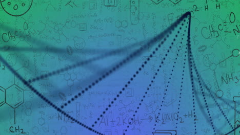 animation of dna strand and shapes over chemical equations