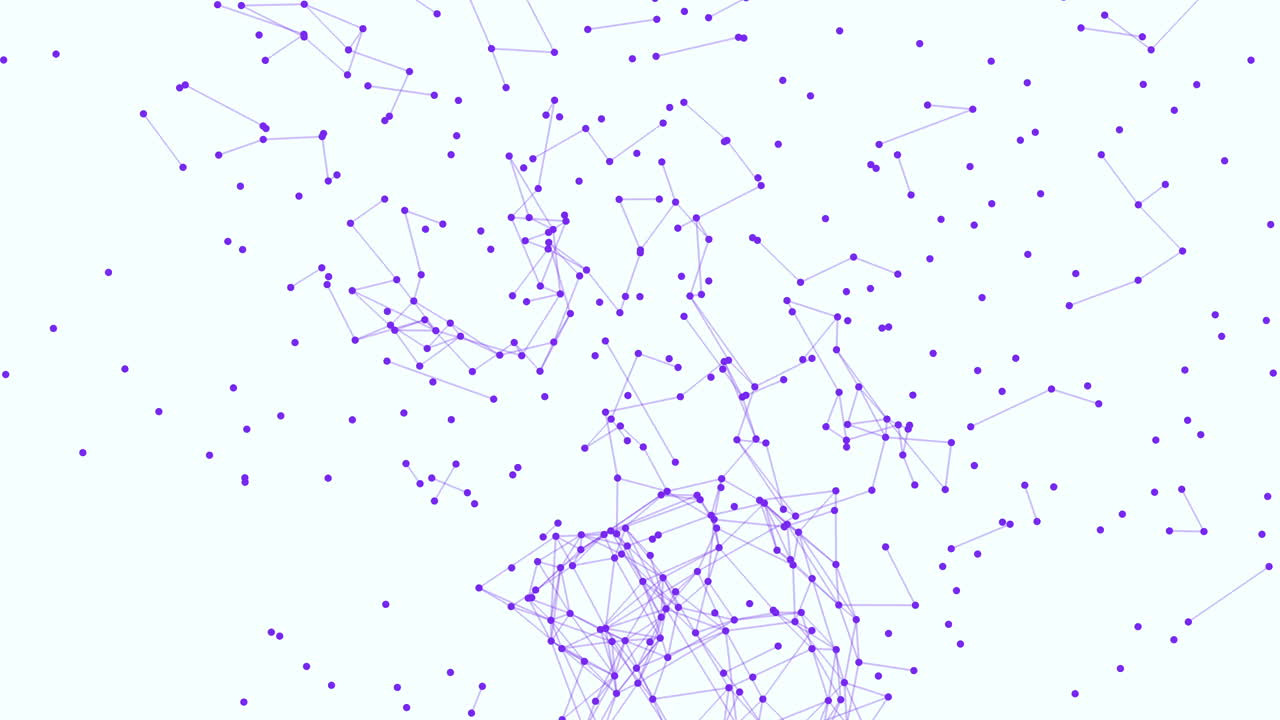 líneas y puntos púrpuras conectados en formas geométricas sin fisuras en gradiente blanco