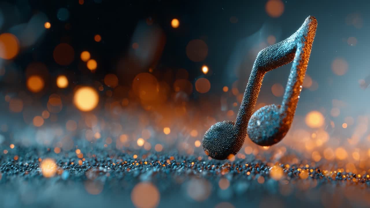 Sparkling Musical Notes: A Captivating Visual Journey Through Sound's Essence Illuminated by Enchanting Lights and Textured Backgrounds