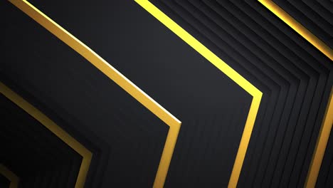 Animation-of-gold-and-black-lines-waving-on-seamless-loop