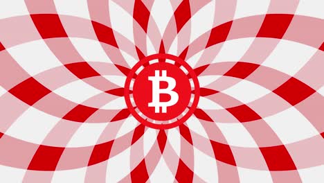 bitcoin representation in a red and white vórtice background