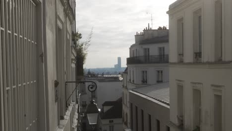 Scenic-cityscape-view-of-Paris-behind-french-architectural-buildings