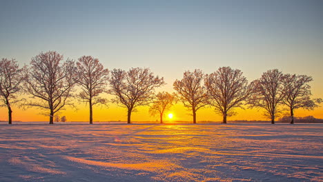 majestic sunset timelapse in winter landscape