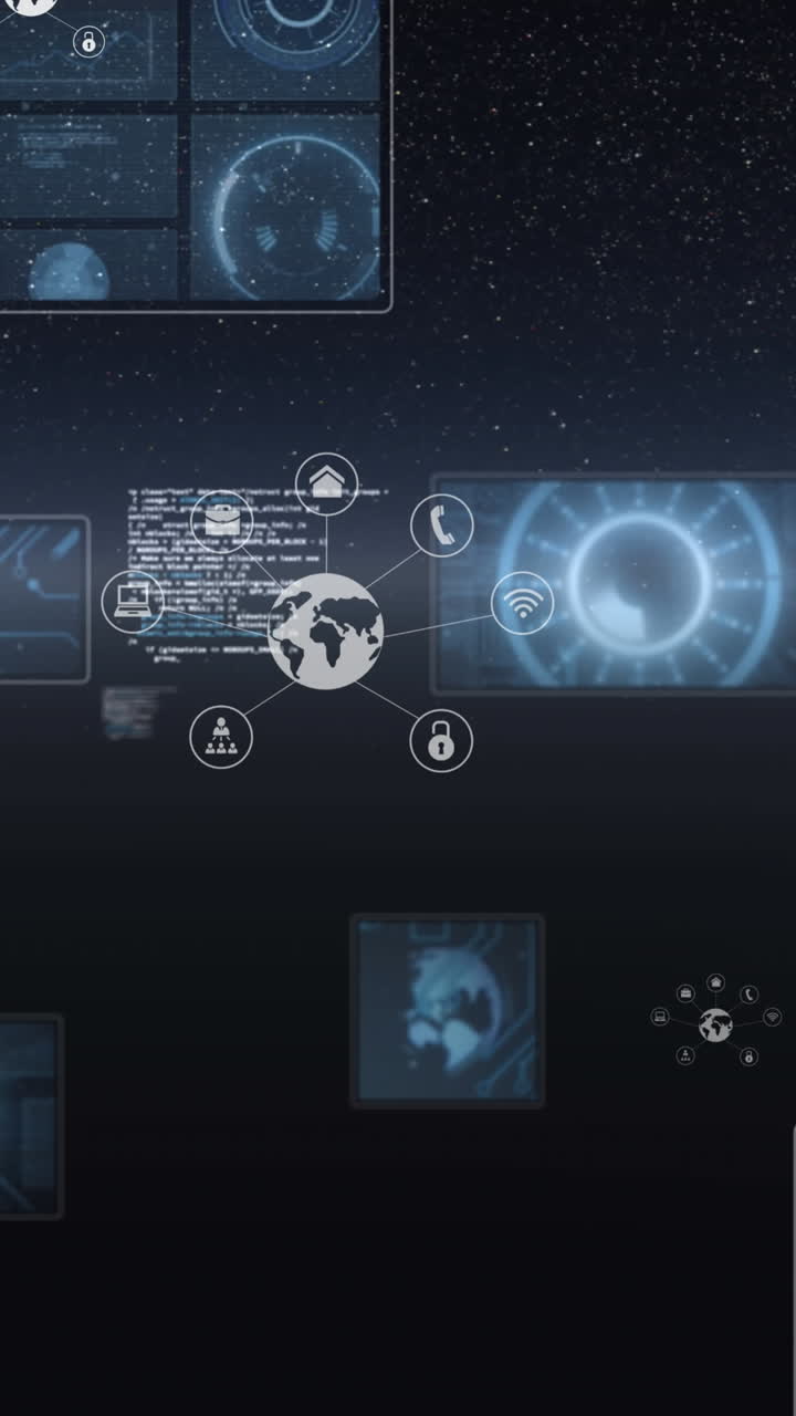 Animation of scopes scanning and data processing with globes
