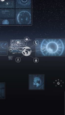 animation of scopes scanning and data processing with globes