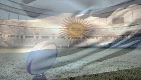 Animation-Der-Wehenden-Flagge-Argentiniens-über-Dem-Stadion