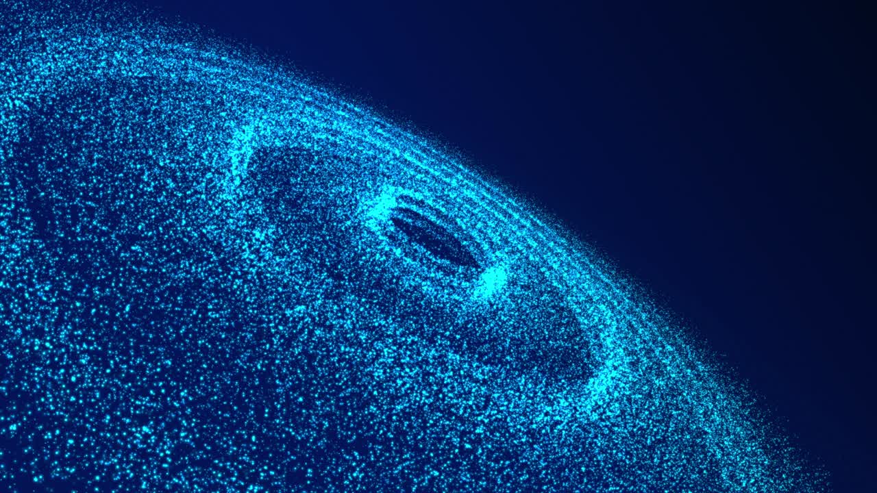 particelle rotanti a spirale verso la galassia in colori blu, sfondo animato