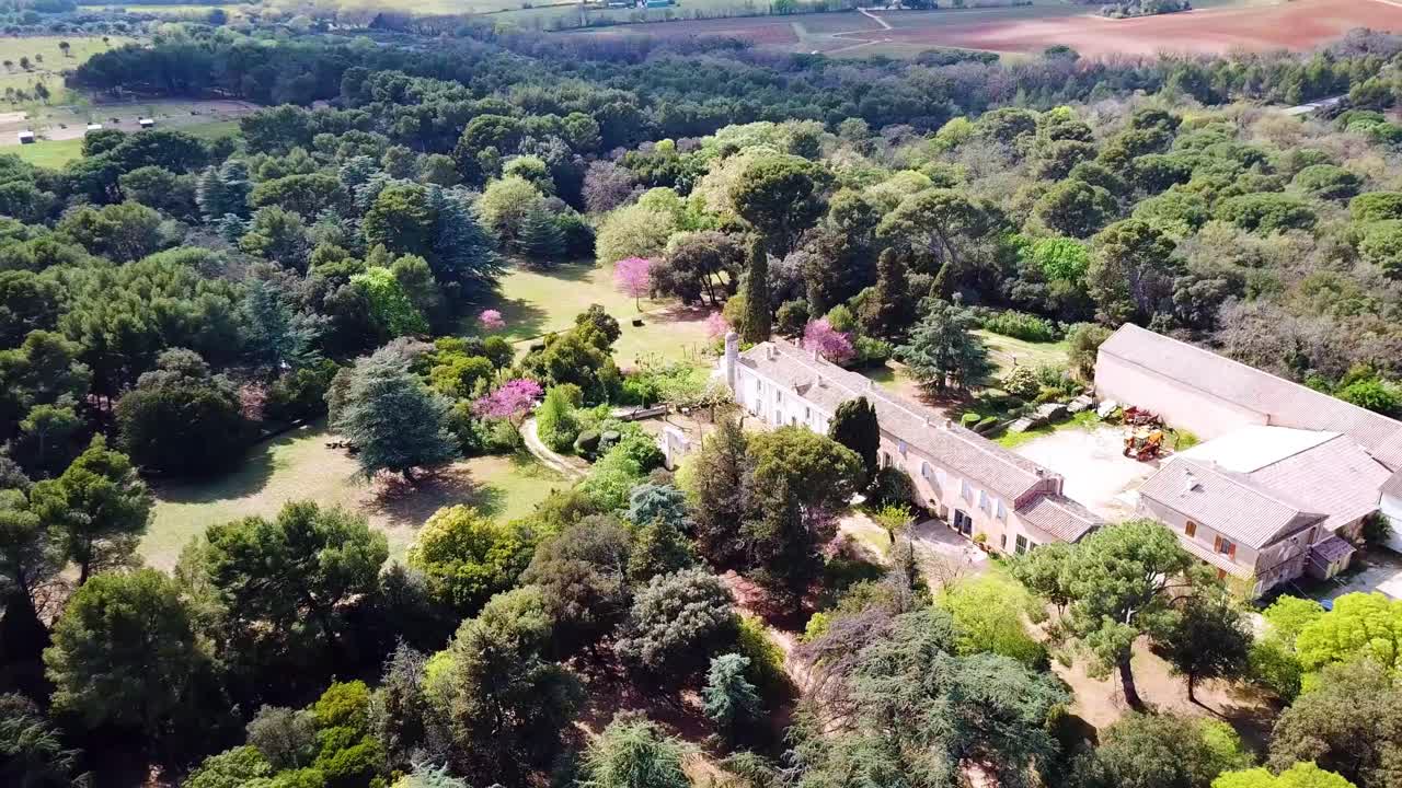 Aerial view of a countryside estate