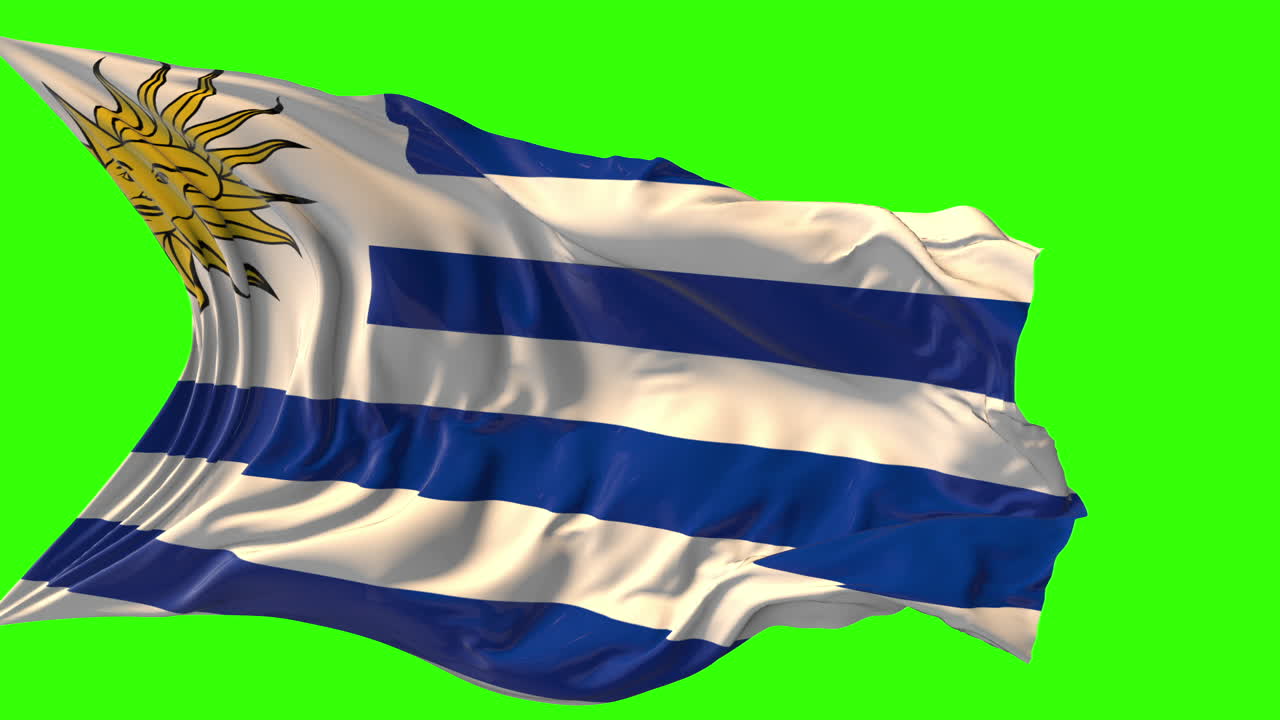 Waving Flag of Uruguay on Green Screen