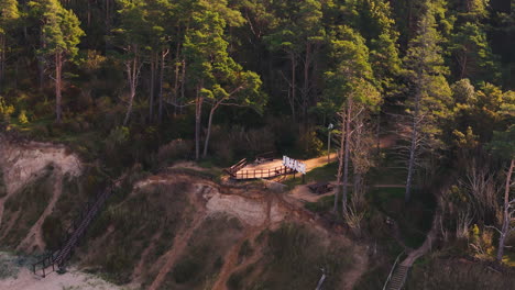 viewpoint overlooking the sea and beach at jurkalne in latvia. - aerial shot
