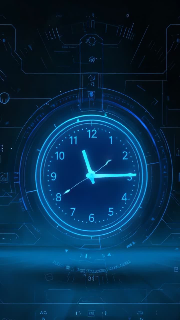 Vertical video: Creating holographic clock rotating hands at control ...