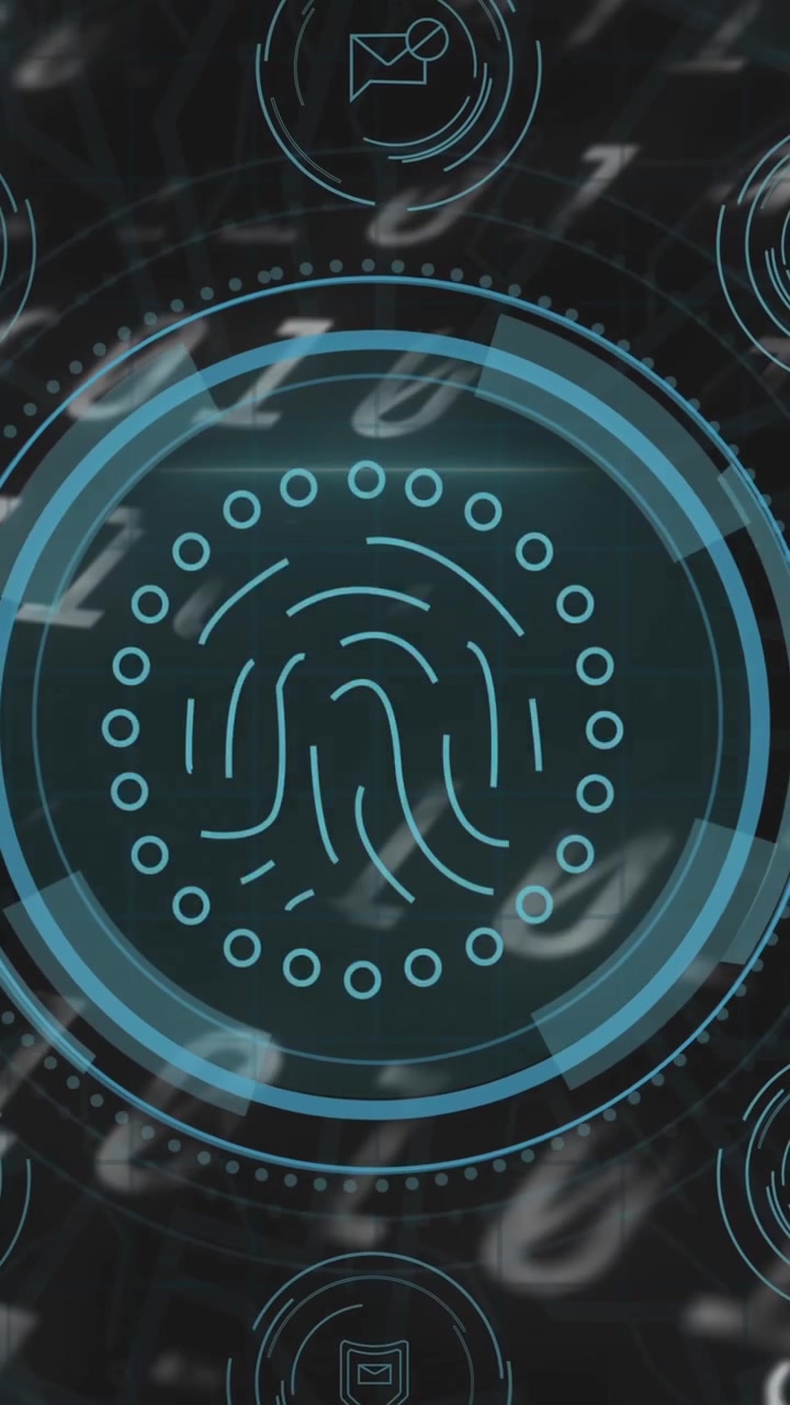 Animation of data processing over black background