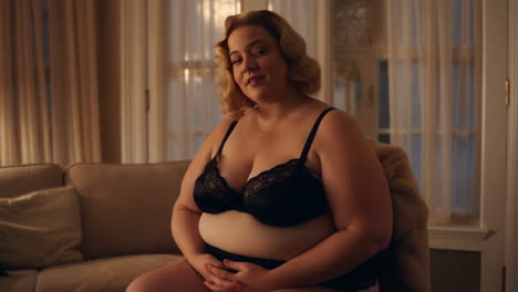 portrait of a woman in lingerie in an indoor setting