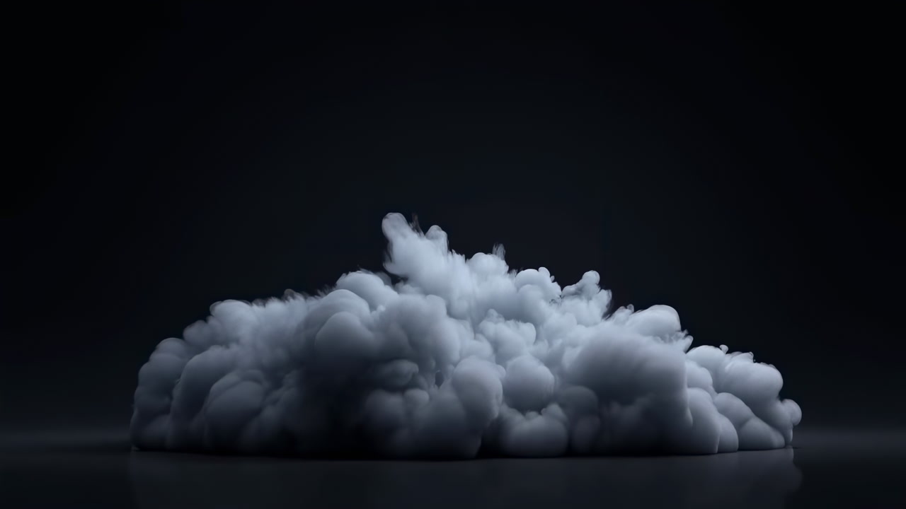 Soft Cloud Mound Rises In Studio, Billowing Vapor Plumes Create Moody Atmospheric Scene, Lowkey Lighting,