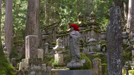 okunoin temple at koyasan in japan, slow medium slider shot