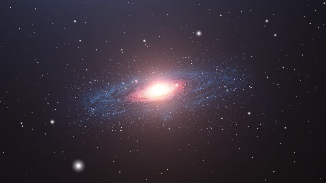 광활한 우주에 떠있는 은하계를 향해 날아