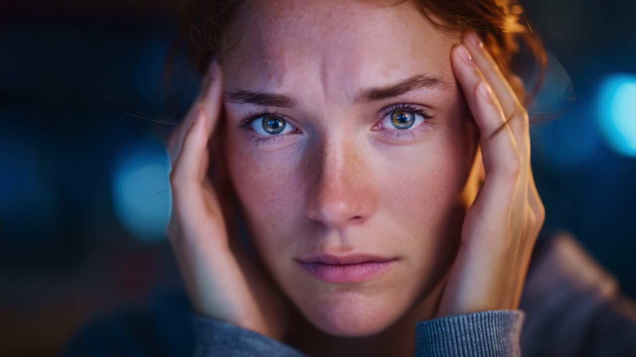 A woman's emotional turmoil captured in two powerful frames, showcasing her distress and vulnerability as she grapples with inner struggles and intense feelings
