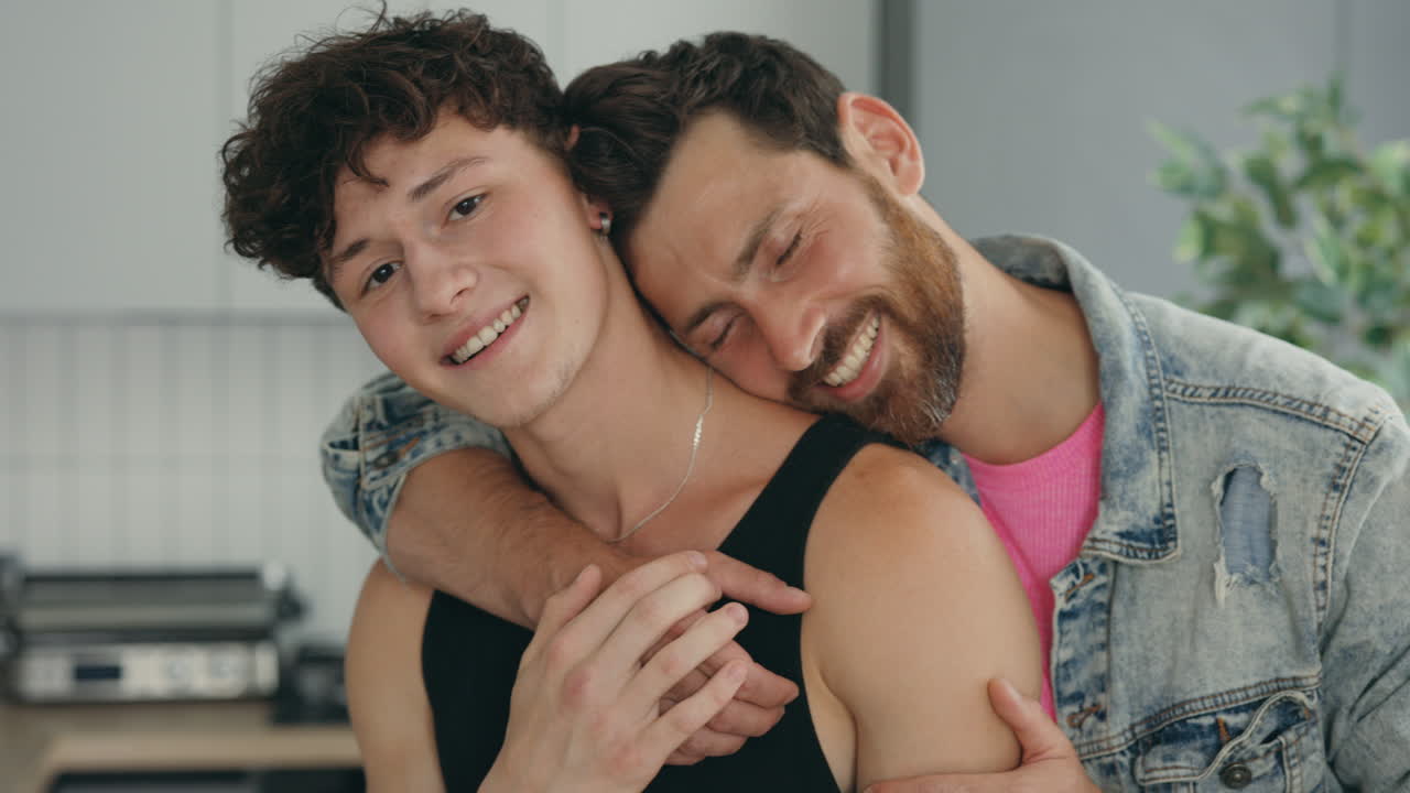 Happy Gay Couple Hugging