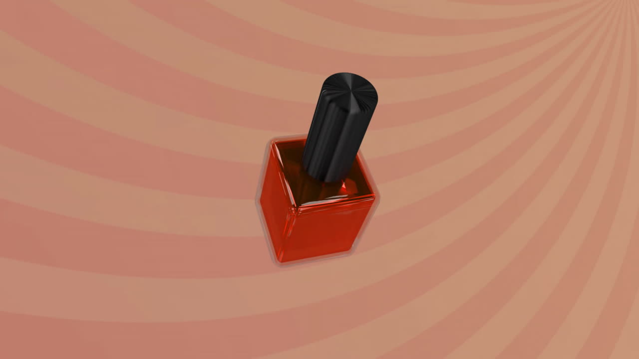 Animation of nail polish over stripes on beige background