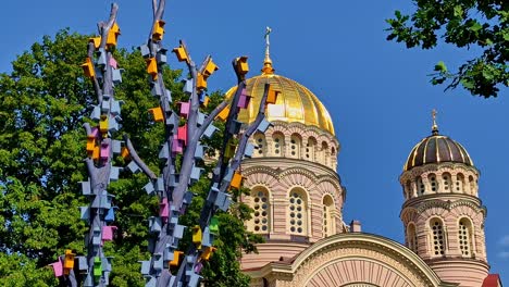 nativity of christ cathedral in riga, latvia russian orthodox church polished gilded cupola
