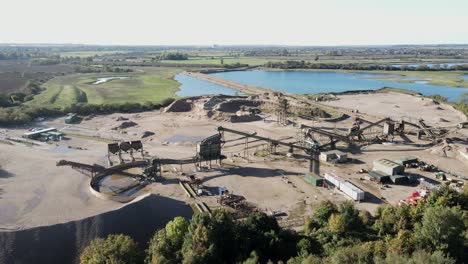 Wide-establishing-shot-from-Drone-of-Tarmac-Quarry-Collingham,-Newark-on-Trent