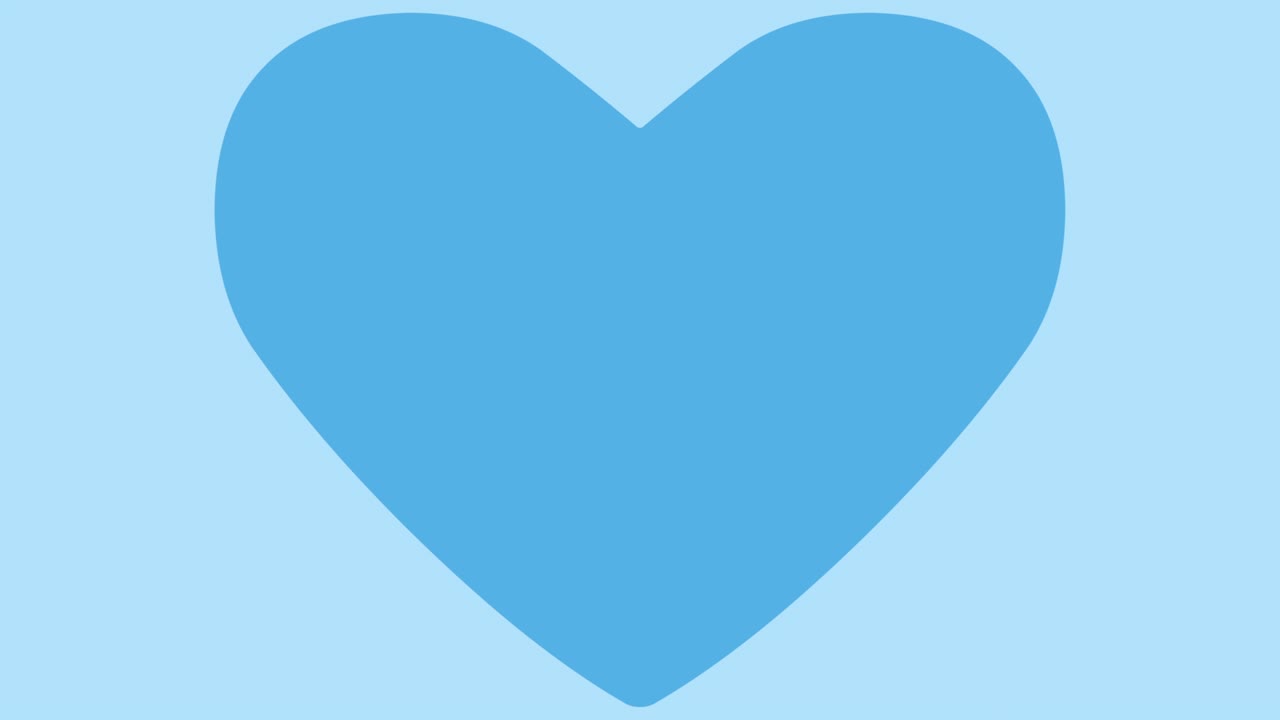 귀여운 심장이 파란색으로 성장하는 모션 그래픽