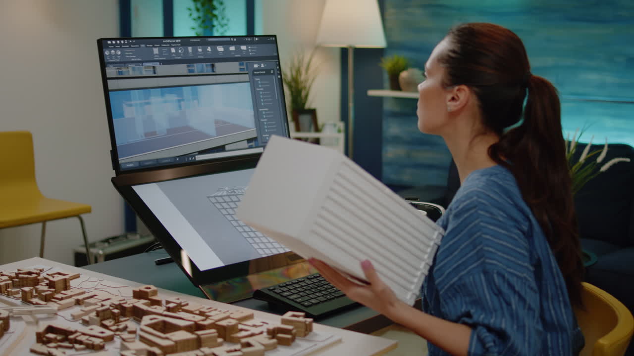 Young engineer designing building model for construction