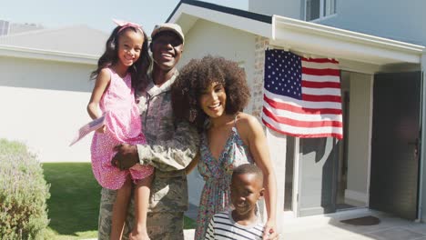 video of african american family holding usa flags