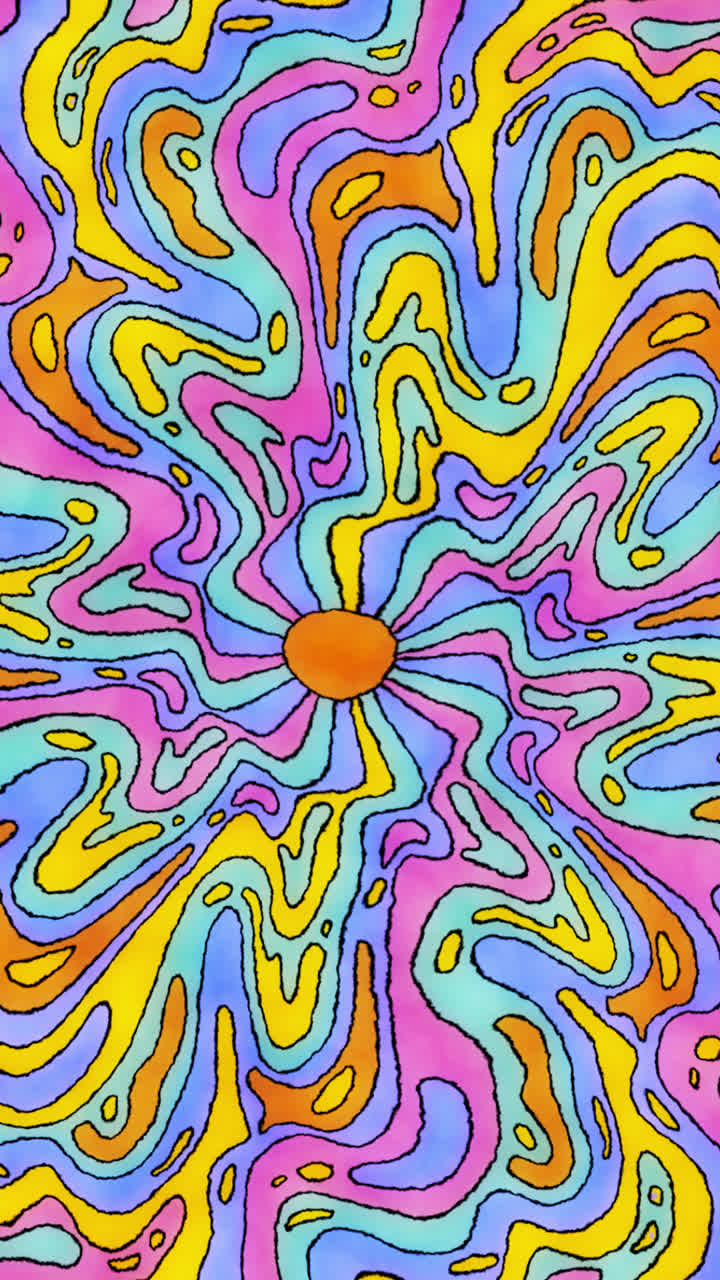Motion Graphic of Hand drawn groovy psychedelic background