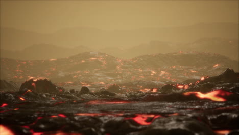 lava field under sunset lights