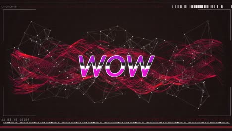 Animation-Von-Wow-Text-über-Ein-Netzwerk-Von-Verbindungen