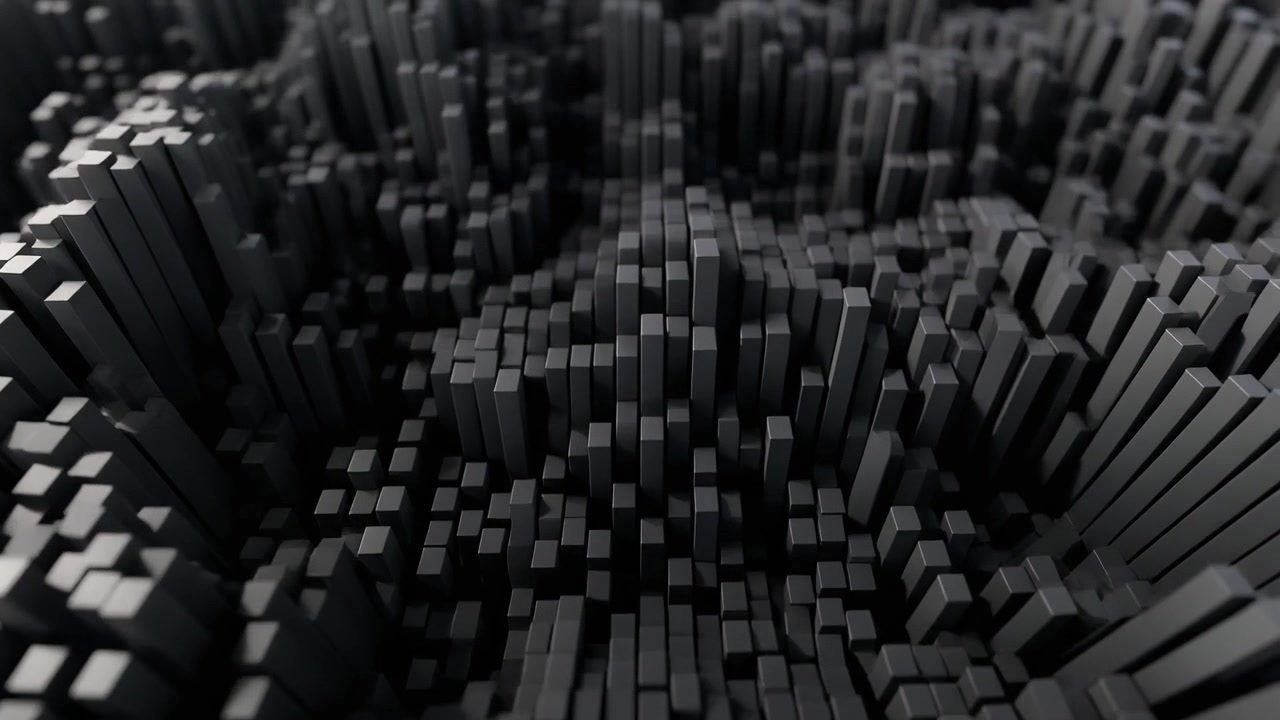 Abstract 3D Animation of Moving Grey Cubes