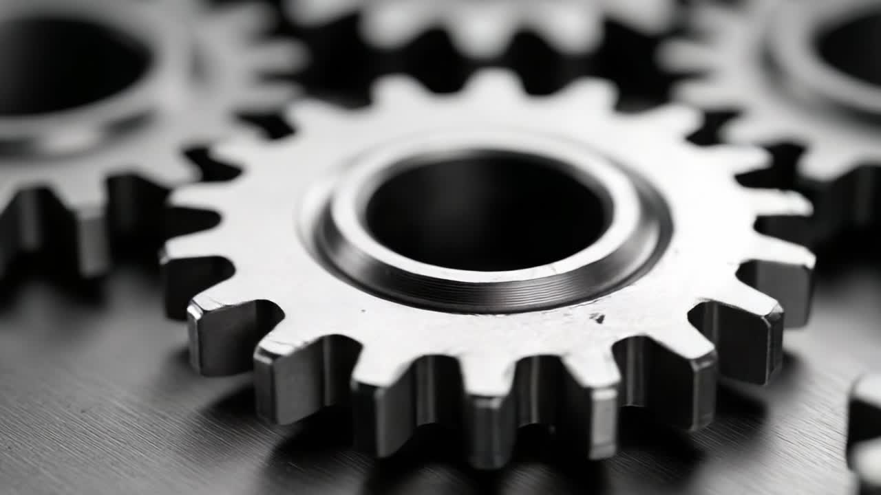 Macro Photography of Interlocking Gears Highlighting Precision Engineering and Mechanical Components for Industrial Applications